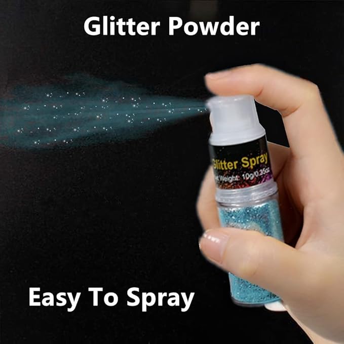 Go Ho Hair and Body Glitter Spray,Light Blue Glitter Spray Dry Powder Makeup for Clothes,Festival Loose Sparkle Powder,Holographic Ultra Fine Resin Glitters for Crafts,10g