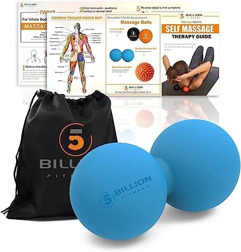 5BILLION Peanut Massage Ball - Double Lacrosse Massage Ball & Mobility Ball for Physical Therapy - Deep Tissue Massage Tool for Myofascial Release, Muscle Relaxer, Acupoint Massage (Black)