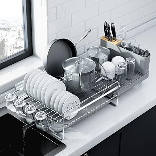 Kitsure Extendable Dish Drying Rack, 19.2"-26.7" L x 12.9" W by Kitsure
