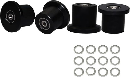 Total Gym Replacement Set Wheels/Rollers for Models XL, XLS and Some 3000 XL, All FIT, and Fit with Bearings Thru Hole of 1/4" in Diameter - 4 Pack (Black)