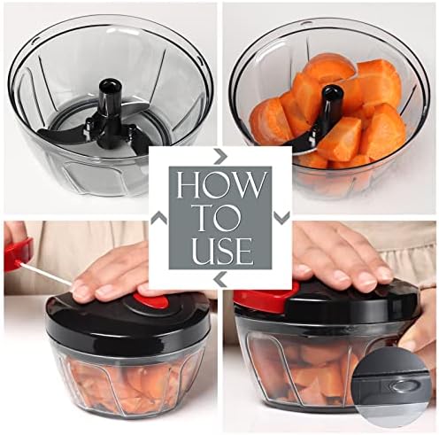 Ourokhome Manual Food Processor Vegetable Chopper, Portable Hand Pull String - Image 5