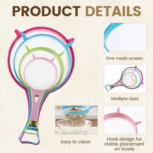 4 Pcs Plastic Strainer Plastic Colander Strainer - Image 3