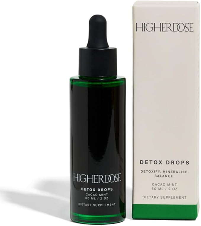 HigherDOSE Detox Drops - Liquid Chlorophyll Water Drops to Support Daily Detox & Boost Skin's Natural Glow - Plant Powered Formula with Milk Thistle, Beetroot Juice, Magnesium & Minerals (2 oz)