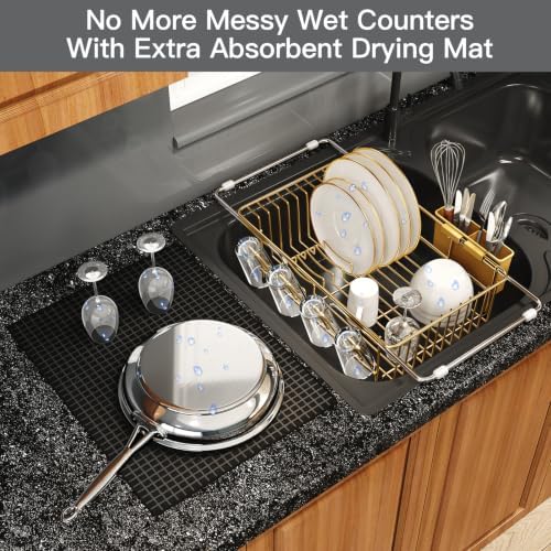 MAJALiS Gold Expandable Dish Drying Rack Over Sink - Image 4