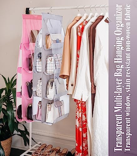 AARAINBOW 2 Packs Hanging Handbag Purse Organizer, Hanging Hand Bag Organizer - Image 3