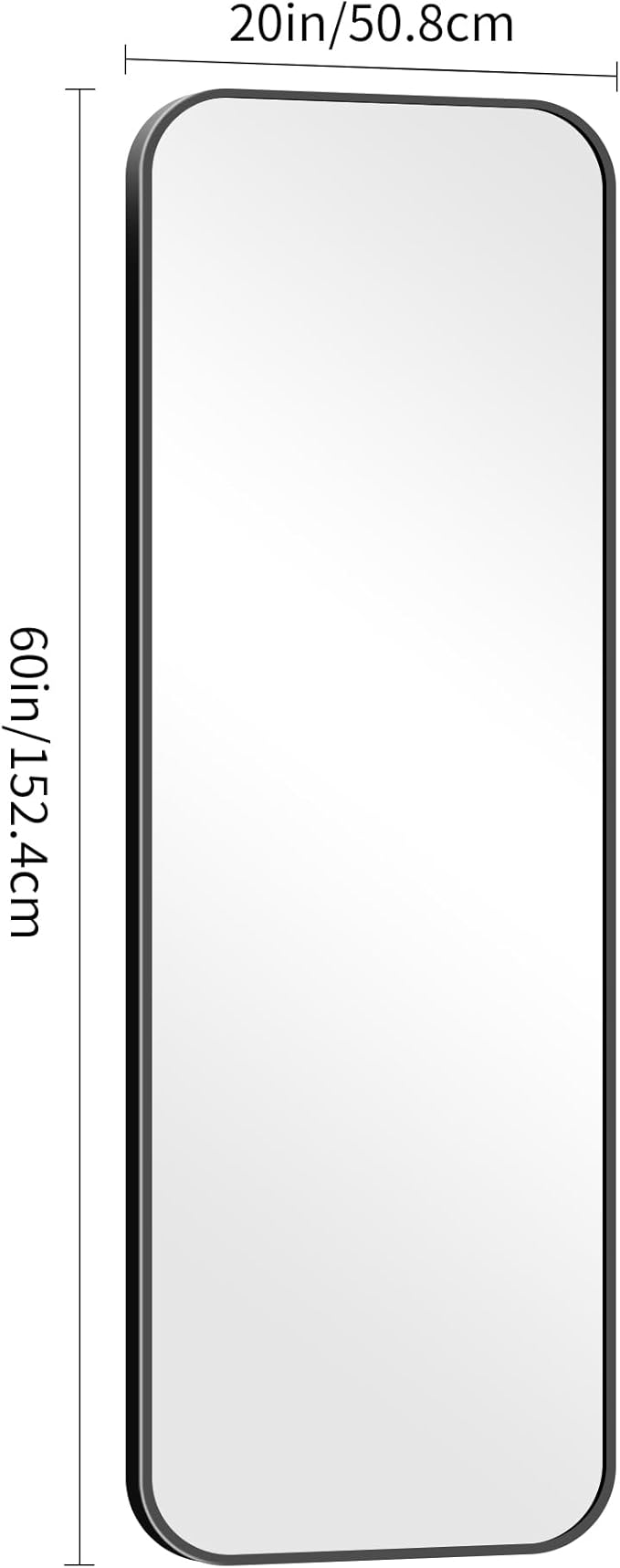 60" x 20"Bathroom Mirror, Matte Black Wall Mirror with Metal Frame, Decorative Rectangular Vanity Mirror for Bedroom Bathroom Living Room Entryway (Horizontal/Vertical)