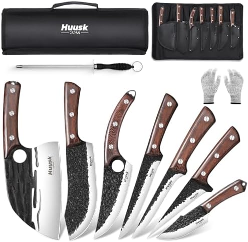 Huusk Butcher Knife Set with Roll Bag by HuuskKnife