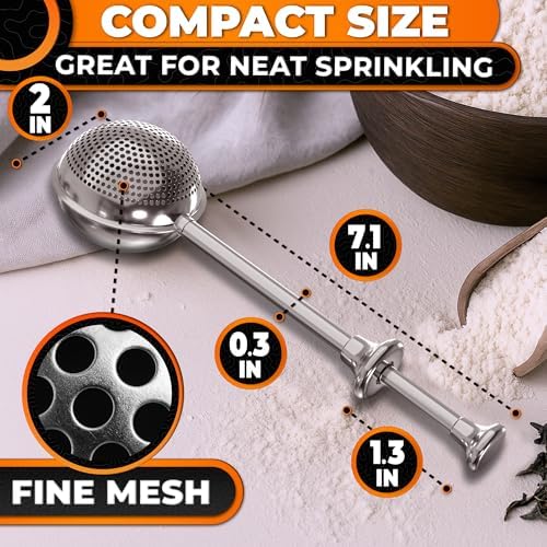 Stainless Steel Flour Duster for Bread Baking, Spring Handle - Image 2