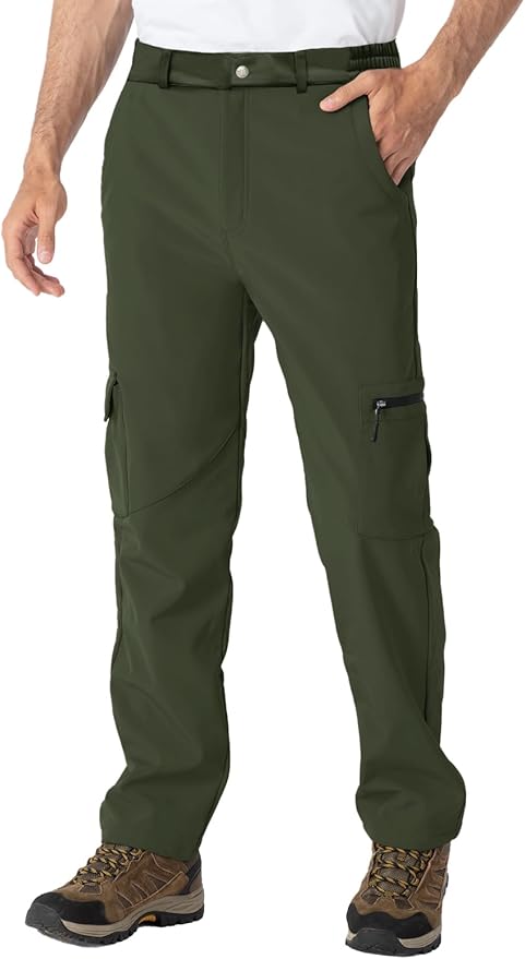 TBMPOY Men's Snow Ski Fleece Lined Hiking Pants Waterproof Winter Snowboard Warm Outdoor Insulated Pants Windproof