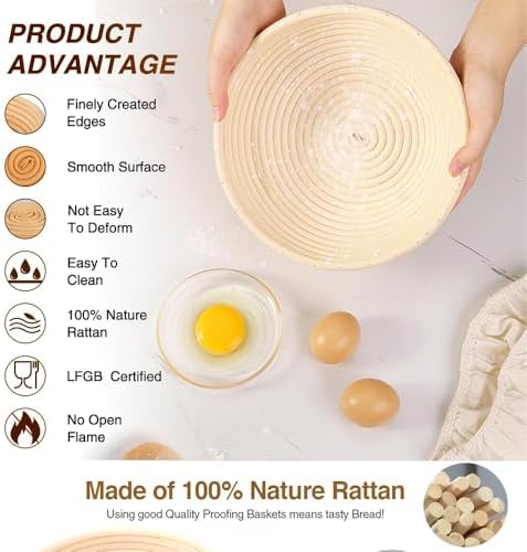Premium Bread Proofing Basket Set – 9" Round & 10" Oval Sourdough Baskets - Image 6