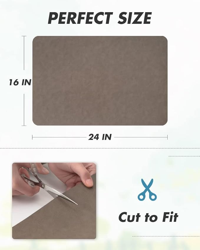 AMOAMI Coffee Mat Hide Stain Rubber Backed Absorbent Dish Drying Mat for Kitchen Counter - Brown, Fits Under Coffee Maker & Machine