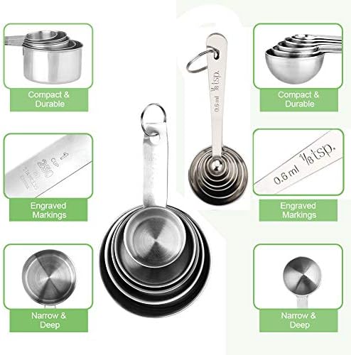 Accmor 11 Piece Stainless Steel Measuring Spoons Cups Set, Premium Stackable - Image 2