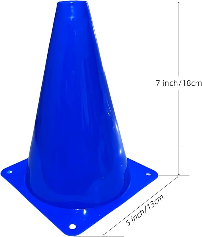24 Pcs 7 Inch Plastic Traffic Cones, Basketball Football Drills, Skating, Sport Training Agility Markers, Indoor Outdoor Games, Multicolor