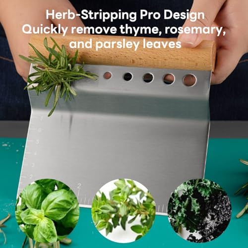 Bench Scraper Kitchen Herb Stripper, Dough Scraper Cutter, Food Scraper - Image 3