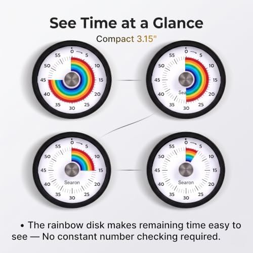 Searon Magnetic Visual Timer, 60‑Minute Rainbow Countdown Dial - Image 2