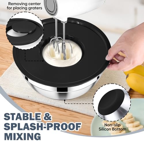 E-far Mixing Bowls with Airtight Lid Set, Food Storage, 4.6/2.6/2/1.5/1/0.7QT - Image 4