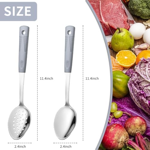 Serving Spoon Set with Silicone Handles, 2-Piece spoon - Image 4