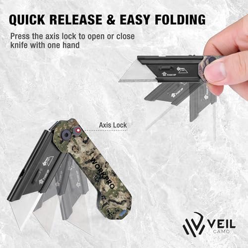 WORKPRO 3-Pack Camo Folding Utility Knife Set - Image 4