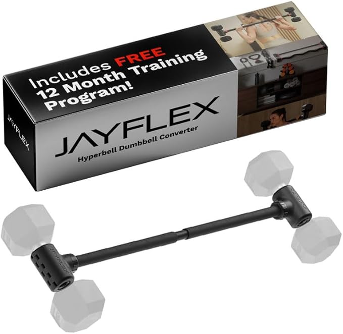 Jayflex Hyperbell Dumbbell Converter - Convert Dumbbells to Barbell Set and Kettlebell for Home Fitness - Adjustable & Up to 200 lb Capacity Weight Barbell for Weight Lifting