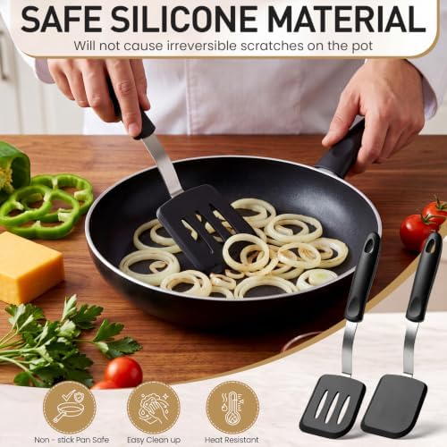 2Pcs Mini Silicone Cookie Brownie Spatula, Solid Flat - Image 5