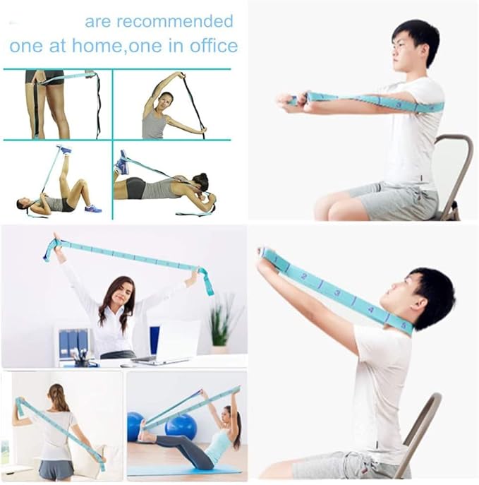 Stretching Strap with Loops - Portable Leg Stretcher Elastic Exercise Band - Flexibility Trainer Fitness Stretching Equipment for Yoga, Pilates, Ballet, Physical Therapy - 11 Loops