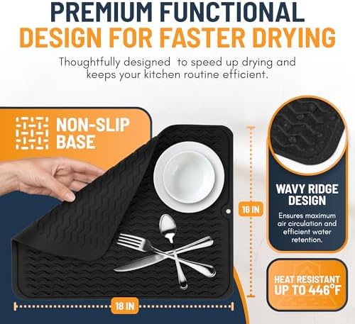 Silicone Dish Drying Mat for Kitchen Counter - Image 3