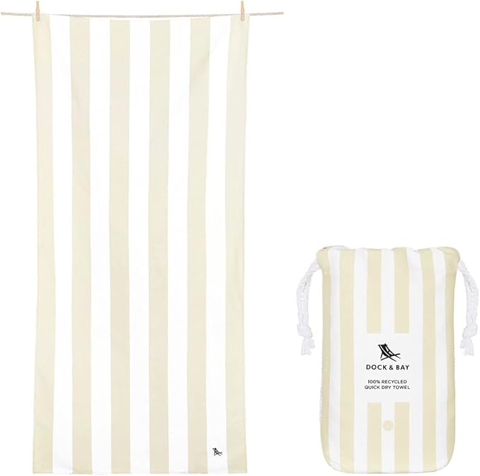 Dock & Bay Beach Towel - Quick Dry, Sand Free - Compact, Lightweight - 100% Recycled - Includes Bag - Cabana - Set of 6 - Extra Large (200x90cm, 78x35)