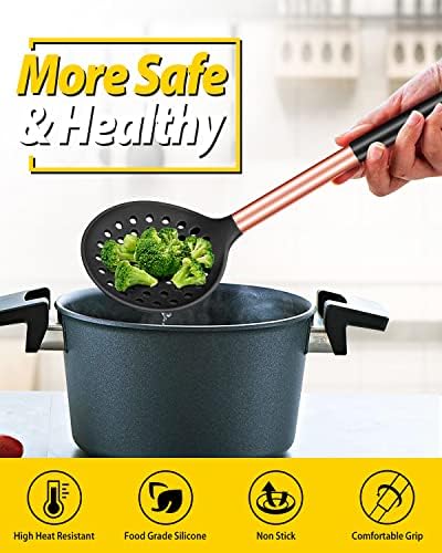 BUNDLEPRO Kitchen Ladle Strainer, 2 Pack, Rose Gold Black-Khaki - Image 4