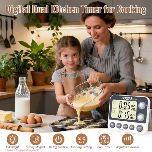 Digital Dual Kitchen Timer, 2Groups Count Up/Down Timer - Image 2