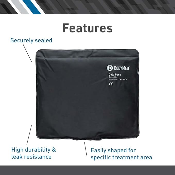 BodyMed Heavy Duty Reusable Urethane Ice Pack for Knee, Arm, Elbow, Shoulder, Back - Professional Grade Cold Therapy for Injuries, Aches, Swelling, Bruises, Sprains - 14 in. x 12 in. (Standard)