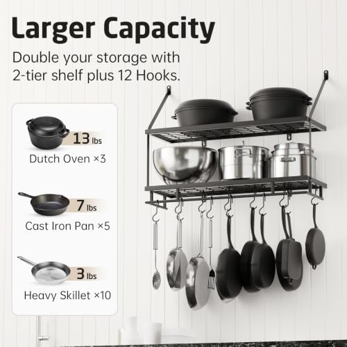 KES 30-Inch Kitchen Pot Rack - Image 2