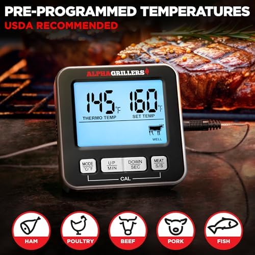Alpha Grillers Meat Thermometer Digital, Wired Probe - Image 3