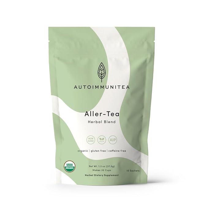 AutoimmuniTea – Soothing Tea Bags for Allergy Relief and Sinus Relief, Organic, Caffeine Free and USDA Certified, Blend of Lemon Balm, Ginger, Nettle, and Licorice, AIP Friendly