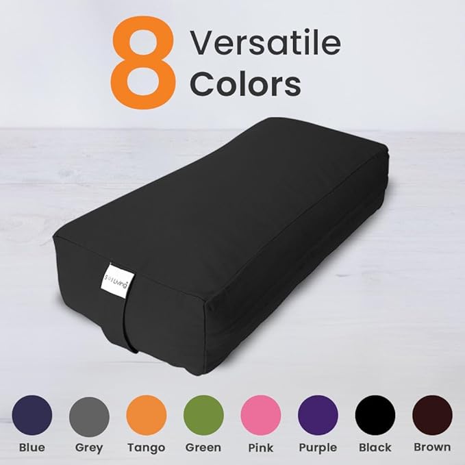 Sol Living Yoga Bolster Pillow Rectangular Meditation Cushion Cotton Meditation Accessories for Restorative Yoga Meditation Pillow Yoga Pillow Firm Body Pillow Bolster Pillow for Legs Removable Cover