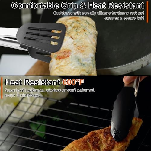 4 PCS Kitchen Tongs with Silicone Tips - Image 3
