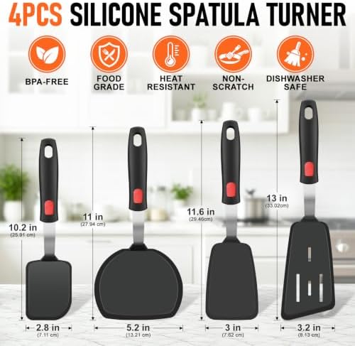 4Pcs Silicone Spatula Turner Set, Heat Resistant Silicone Spatula - Image 2