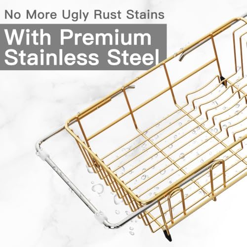 MAJALiS Gold Expandable Dish Drying Rack Over Sink - Image 6