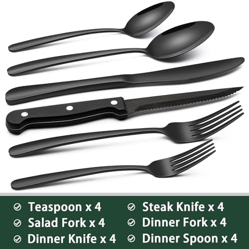 EWFEN 24-Piece Black Silverware Set - Image 2