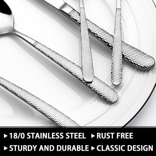 49-Piece Hammered Silverware Set - Image 3