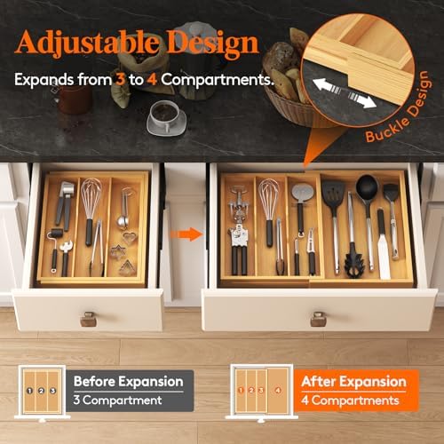 Lifewit Bamboo Utensil Organizer - Image 4