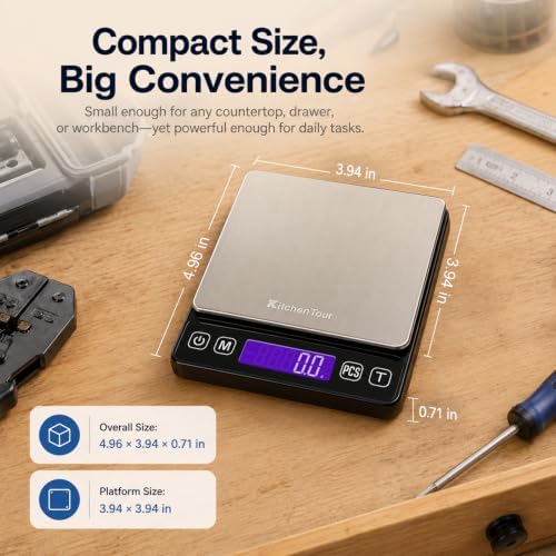 KitchenTour Digital Kitchen Gram Scale - 3000g/0.1g - High Accuracy Precision - Image 3