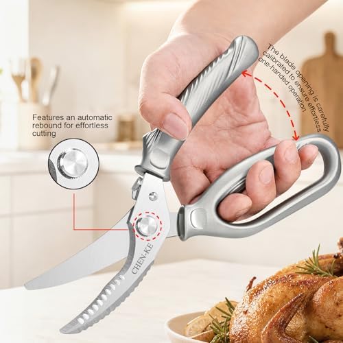 CHEN-KE Rust Resistant Heavy Duty Multipurpose Kitchen Shears-Silver - Image 3