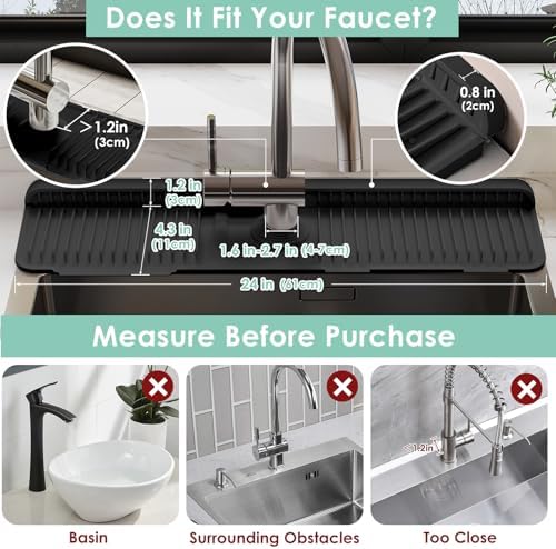 24 Inch Silicone Faucet Mat for Kitchen Sink Splash Guard Behind Faucet - Image 2