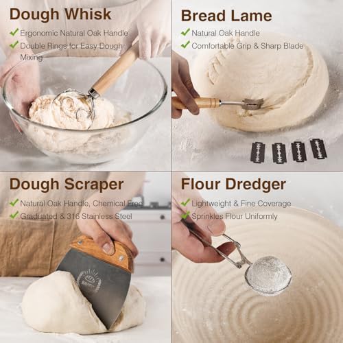 BAVIFY Sourdough Starter Kit, Banneton Bread Proofing Baskets Set - Image 5