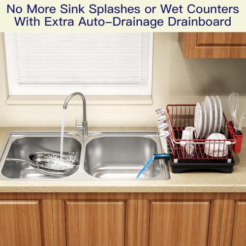 MAJALiS Red Expandable Dish Drying Rack Over Sink - Image 4