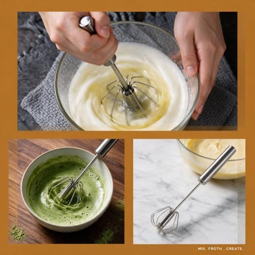 Semi-Automatic Stainless Steel Egg Whisk, 3 Pack Hand Push Rotary Whisk - Image 7