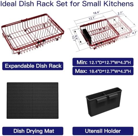 MAJALiS Red Expandable Dish Drying Rack Over Sink - Image 2