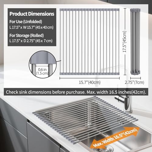 Dish Drying Rack, Roll Up Over The Sink Dish Drying Rack - Image 5