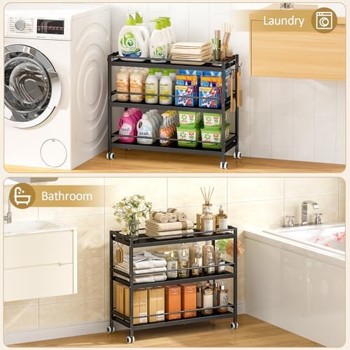 3-Tier Expandable Rolling Pantry Organizers and Storage Cart - Image 6