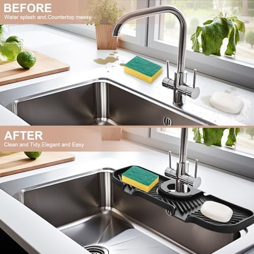 Teenyyou 2 Pcs Silicone Faucet Splash Guard 10.6 ” x 4.3” Kitchen Sink Splash - Image 5